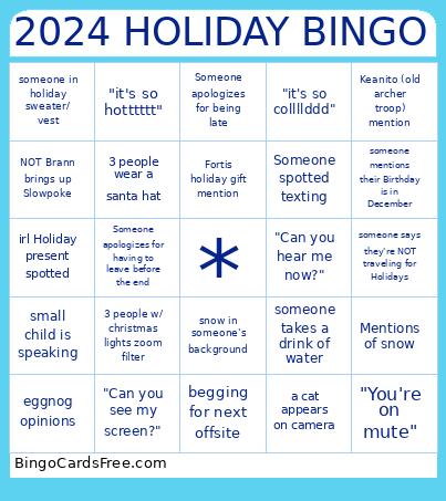 2024 HOLIDAY Bingo Card