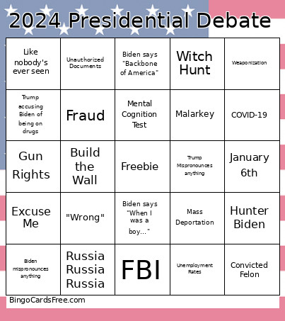 2024 Presidential Debate-2 Bingo Cards