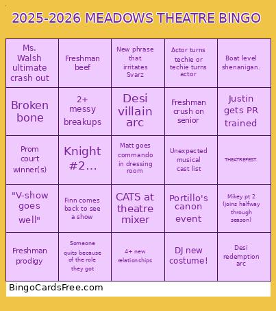 2025-2026 MEADOWS THEATRE BINGO