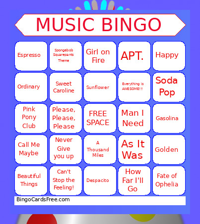2025/26 Music Bingo Card
