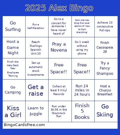 2025 Alex Bingo Card
