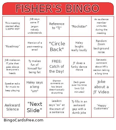 2025 Annual Team Meeting Bingo Card