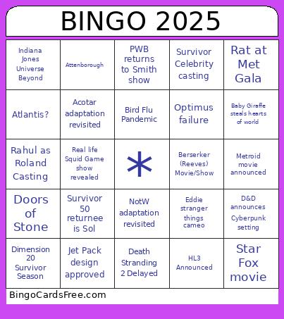 2025 Bingo Card 3