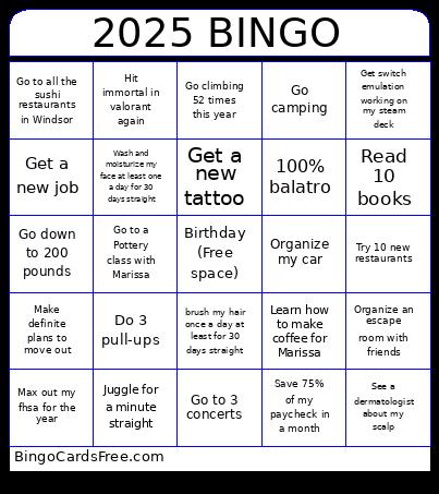2025 Bingo Card 2