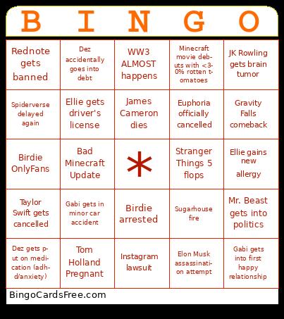 2025 bingo Cards Free Pdf Printable Game, Title: BINGO