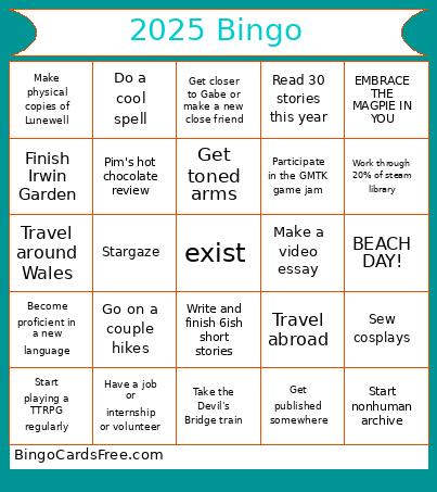 2025 Bingo Card 2