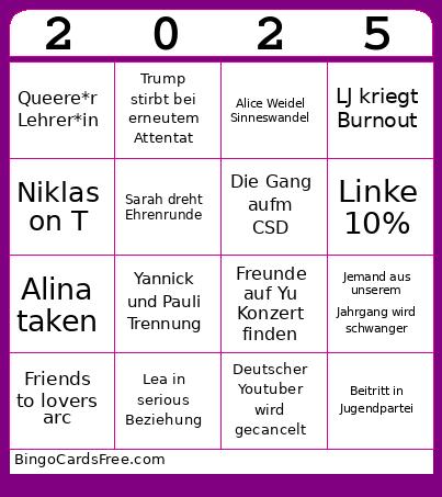 2025 Bingo Card