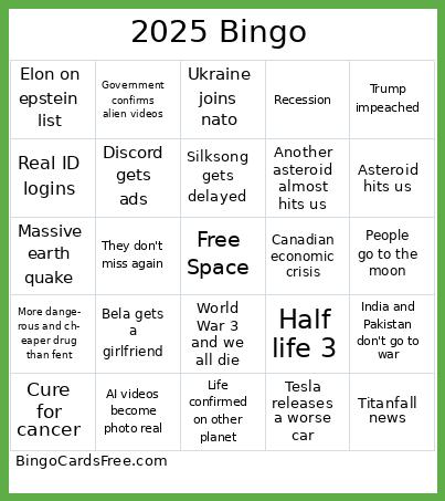 2025 Bingo