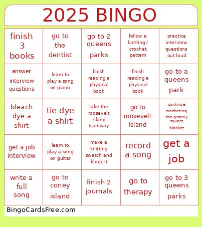 2025 Bingo Card