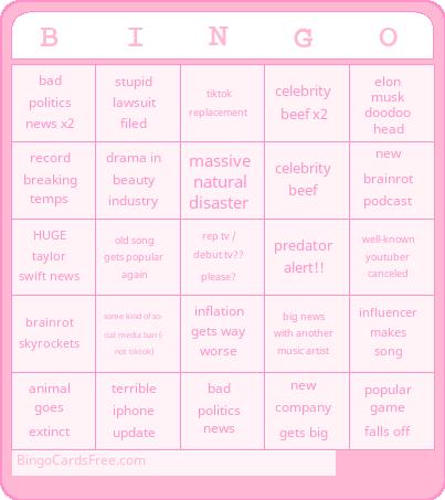 2025 Bingo Card!!