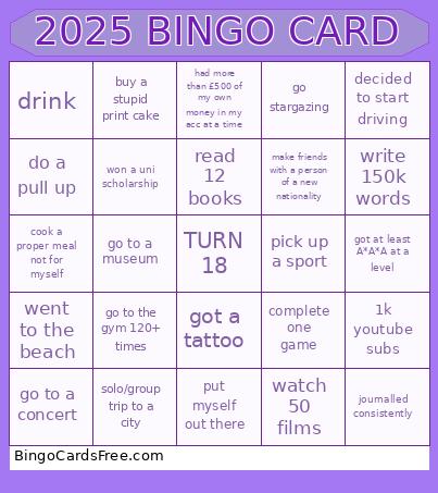 2025 Bingo Card