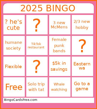 2025 Cassie Bingo Card