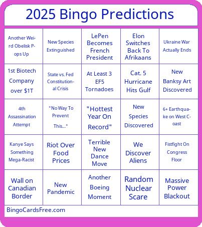 2025 Bingo Predictions