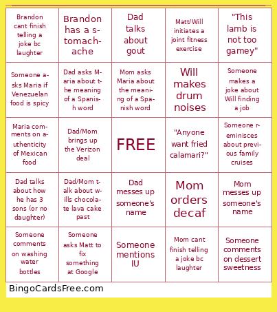 2025 Cabo Cruise Bingo
