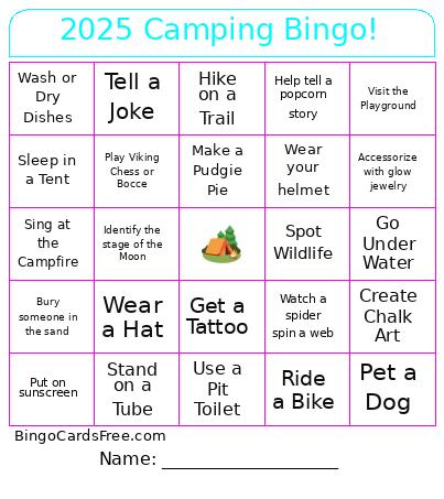 2025 Camping Bingo!
