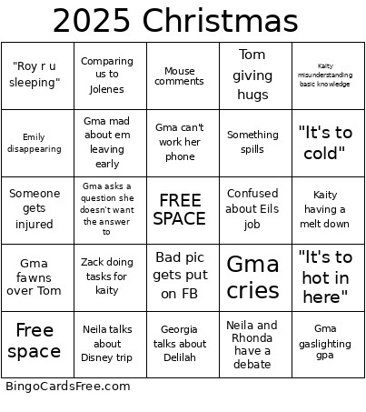 2025 Christmas Bingo Card