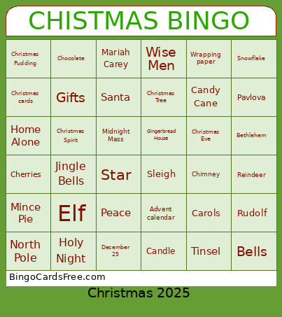 2025 Christmas Bingo Card