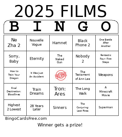 2025 Films Bingo Card