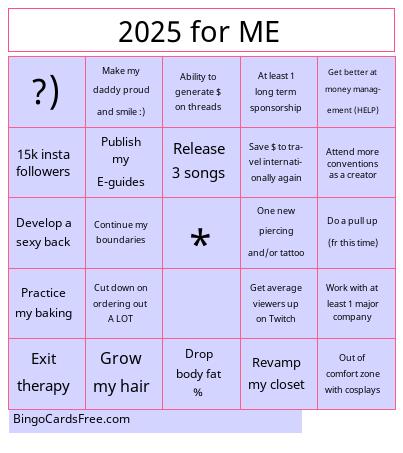 2025 for ME Bingo