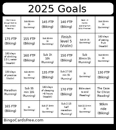 2025 Goals Bingo Card 2