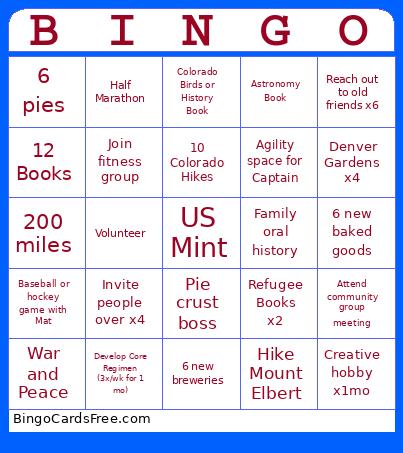 2025 Goals Bingo Card 2