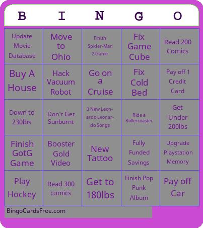 2025 Goals Bingo