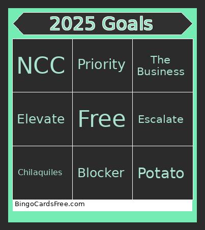 2025 Goals Bingo Card