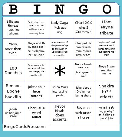 2025 Grammys Bingo Cards Free Pdf Printable Game, Title: BINGO