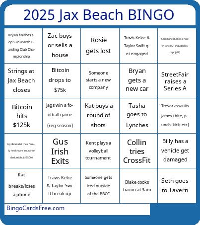 2025 Jax Beach Bingo