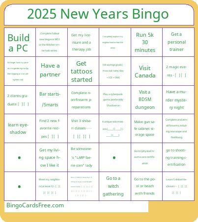 2025 New Years Bingo