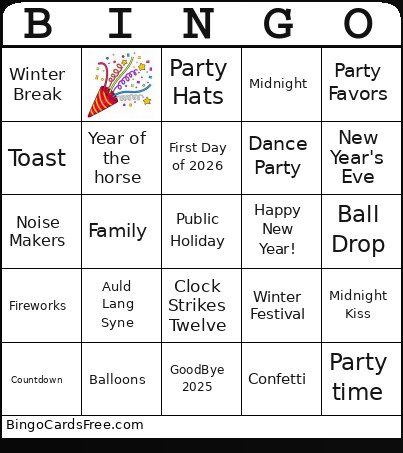 2025 NYE Bingo Card