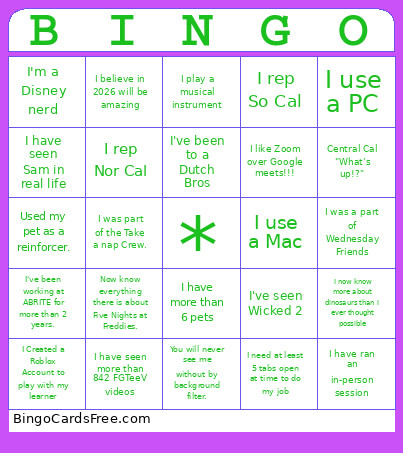 2025 Party Bingo Card