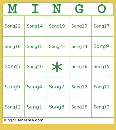 2025 Popular Songs Quiz Bingo Card