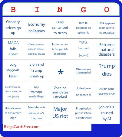 2025 Predictions Bingo