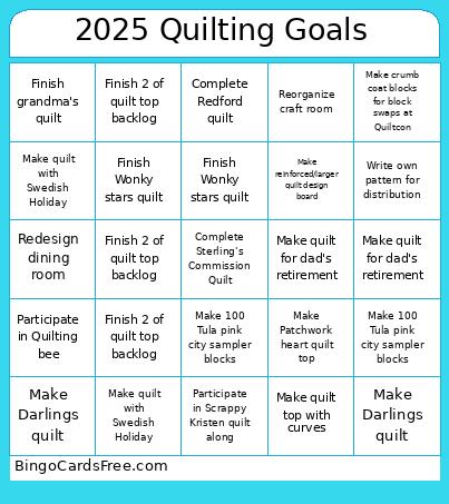 2025 Quilting Goals Bingo Card