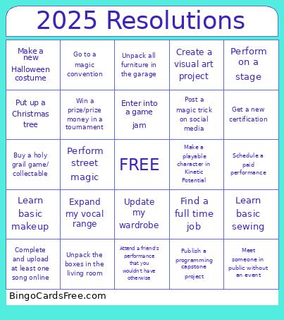 2025 Resolutions Bingo