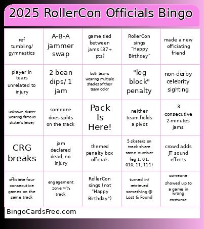 2025 RollerCon Officials Bingo