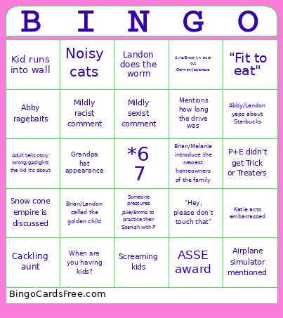 2025 Shell Thanksgiving Bingo Card