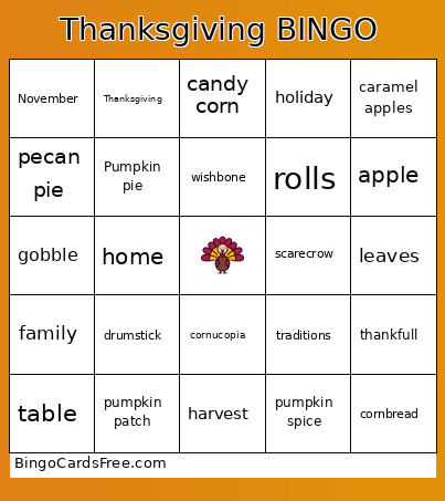 2025 Thanksgiving Bingo Card