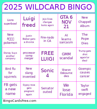 2025 WILD Bingo Card