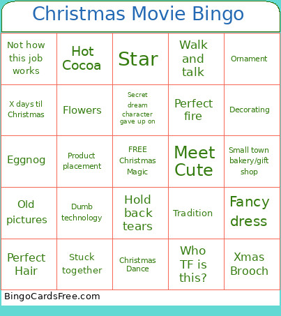 2025 Xmas Movie Bingo Card