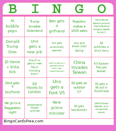 2026 - #1 Bingo Card