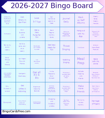 2026-2027 Board Bingo Card