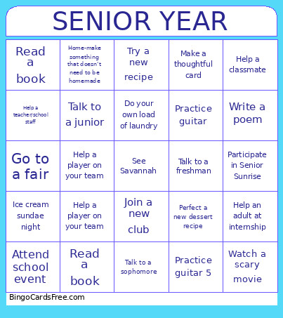 2026-2027 Senior Bingo Card
