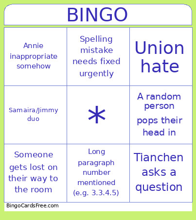 2026 Autumn EGM Bingo Card