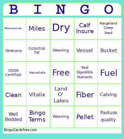 2026 Beef Cow/Calf Bingo Card