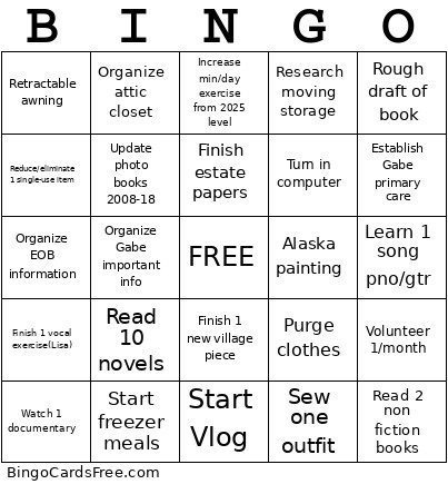2026 Bingo Card