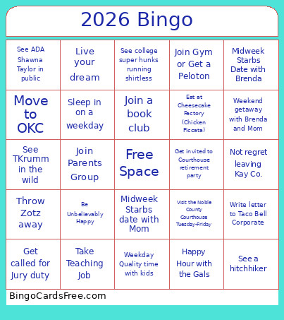2026 Bingo Card