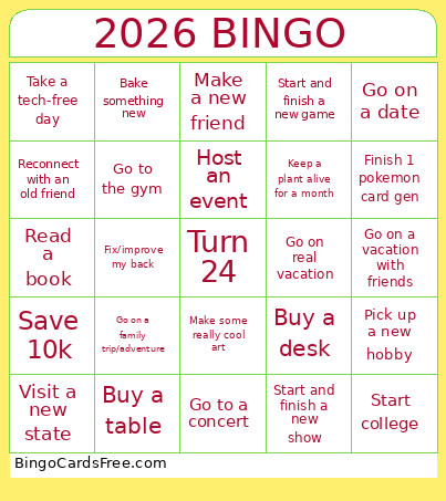 2026 Bingo Card