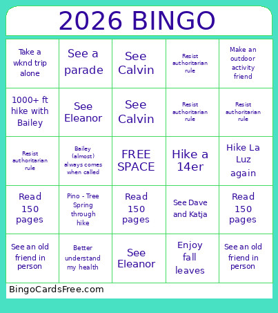 2026 Bingo Card